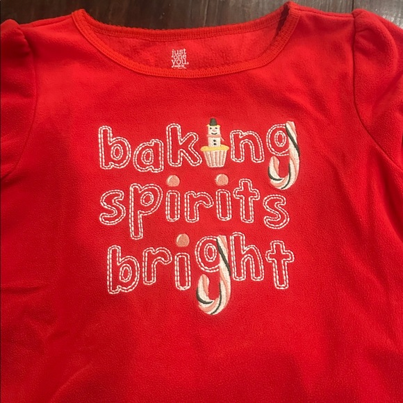 Baking Spirits Bright fleece holiday pajamas Carter's girls 7 Christmas pjs - Picture 3 of 8